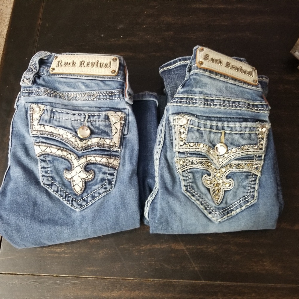 2 pairs Rock Revival boot cut size 23 jeans